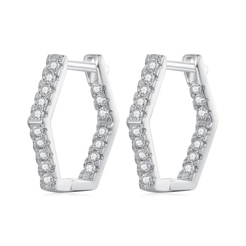 Aretes de aro de seis lados estilo Pandora - BSE917