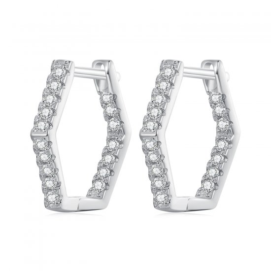Aretes de aro de seis lados estilo Pandora - BSE917 - Haga click en la imagen para cerrar