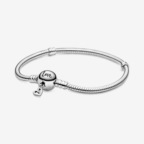Pandora Moments Pulsera de cadena de serpiente con cierre de corazón a mano alzada - 598698C00