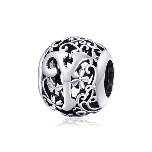 Encanto de letra Z con diseño de flor calada al estilo Pandora - SCC1444-Z