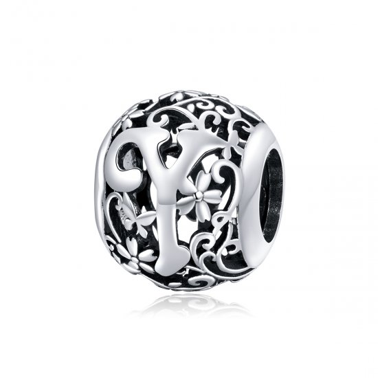 Encanto de letra Z con diseño de flor calada al estilo Pandora - SCC1444-Z - Haga click en la imagen para cerrar