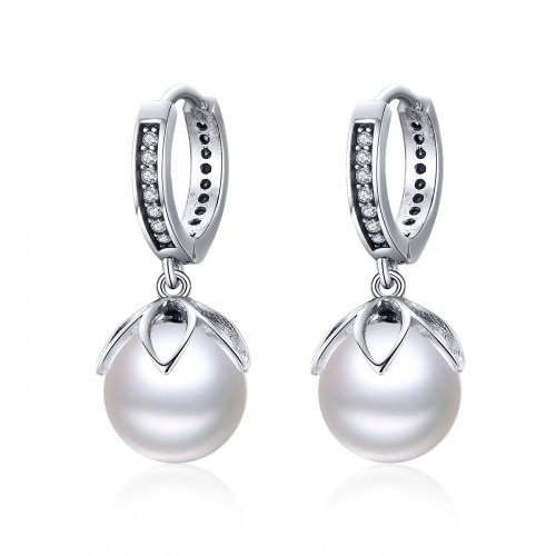 Pendientes colgantes de plata estilo Pandora con amor delicado - SCE482
