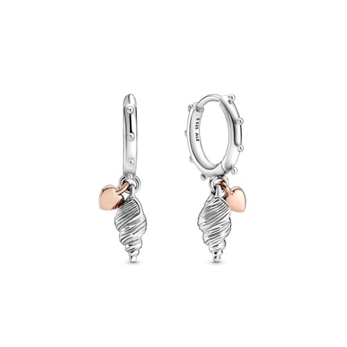 Aretes de argolla con corazón y concha de PANDORA Rose para el verano 2020 - 289000C00