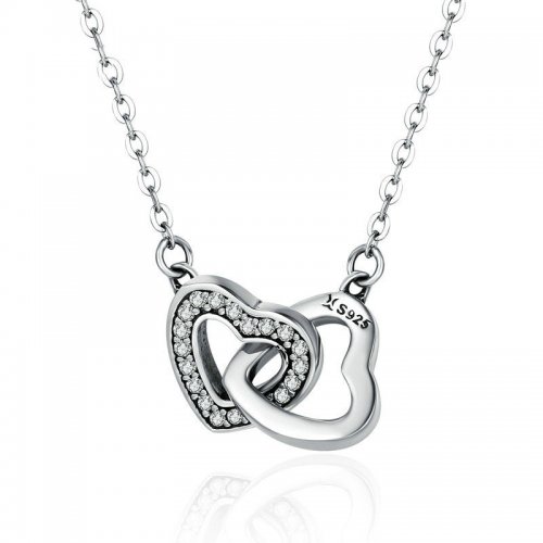 Collar de plata estilo Pandora con corazón y alma - SCN181