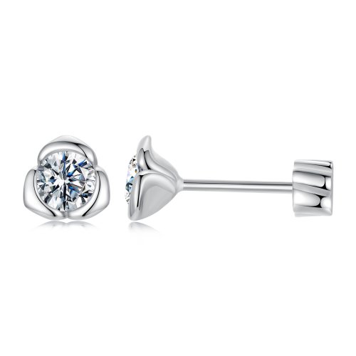 Pendientes estilo PANDORA con moissanita rosa (con un certificado) - MSE071 Pendientes estilo PANDORA con moissanita rosa (con un certificado) - MSE071
