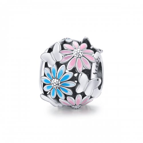 Encanto de margaritas plateadas estilo Pandora - SCC1837