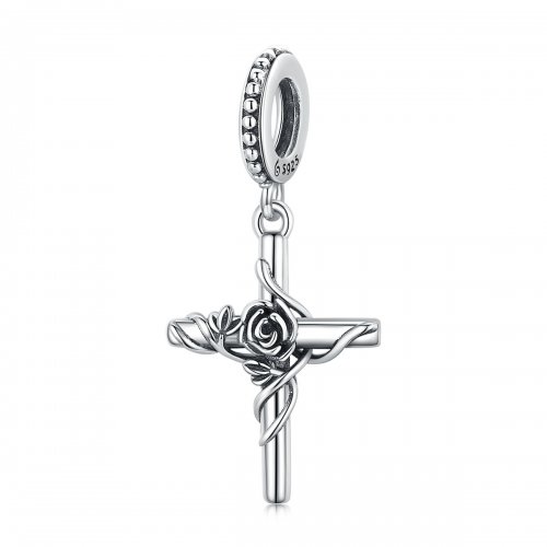 Estilo Pandora Colgante de Cruz Rosa - BSC526