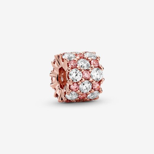 Pulsera PANDORA rosa y transparente con encanto brillante - 788487C01