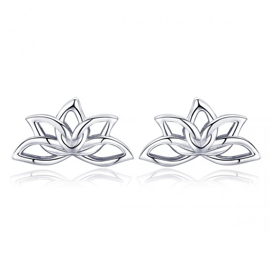 Aretes de loto fresco plateado estilo Pandora - BSE024 - Haga click en la imagen para cerrar
