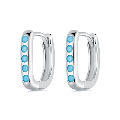 Pendientes sencillos de turquesa estilo PANDORA - BSE1084-BU