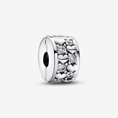 Charm con clip brillante y corazones infinitos de Pandora - 792235C01