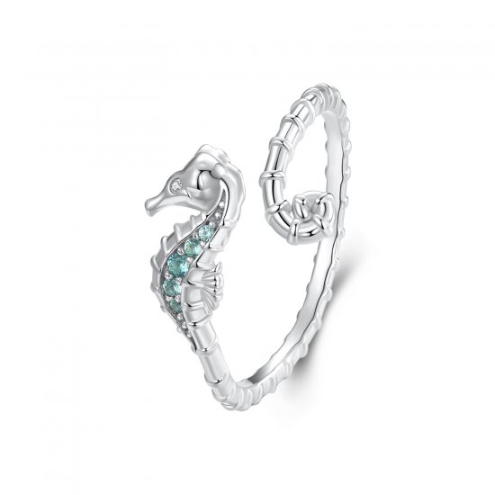 Anillo abierto estilo PANDORA con caballito de mar - BSR559-E - Haga click en la imagen para cerrar