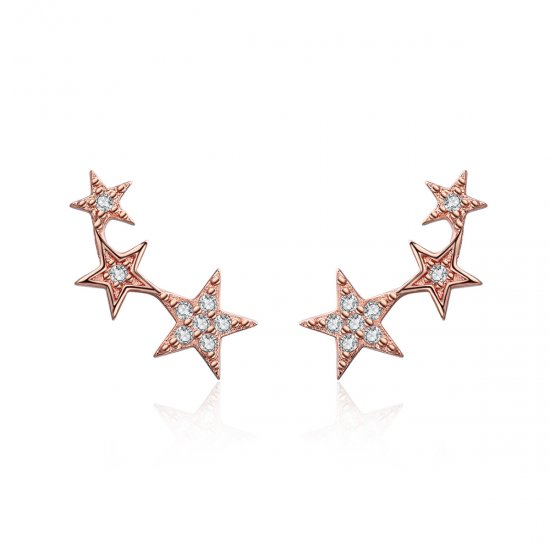 Pendientes de botón estilo Pandora en oro rosa Secretos de las Estrellas - SCE291 - Haga click en la imagen para cerrar