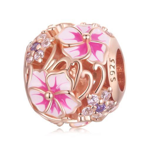 Encanto estilo Pandora de flores de cerezo rosa - BSC643
