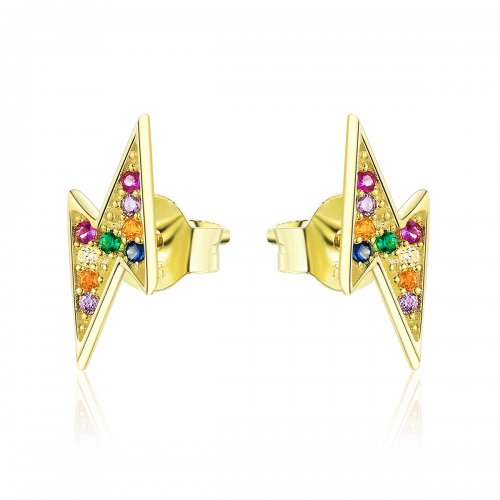 Pendientes tipo relámpago chapados en oro de 18 quilates estilo Pandora - SCE806
