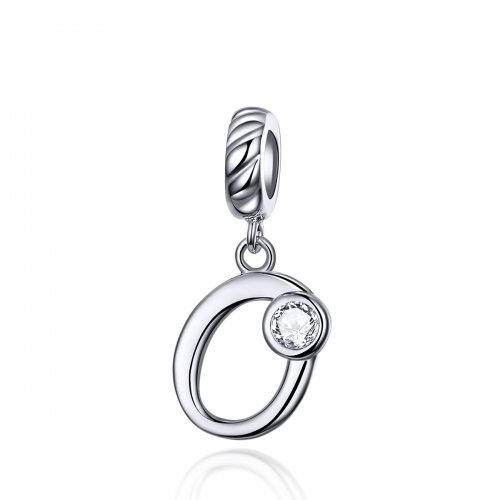 Pendiente colgante estilo Pandora plateado con número 0 - SCC1183-O