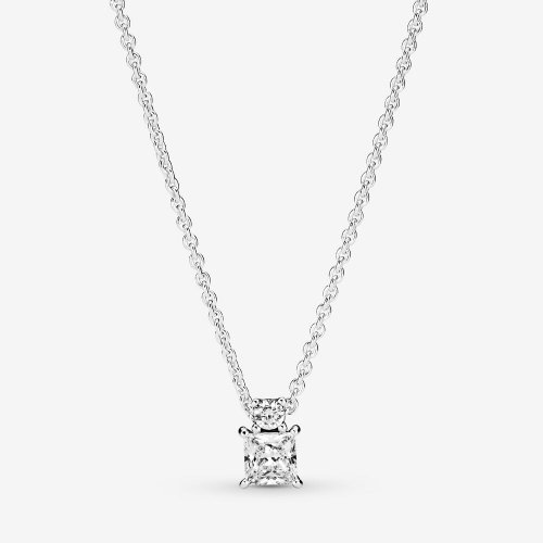 Collar colgante PANDORA Sparkling Collier con colgante redondo y cuadrado - 390048C01