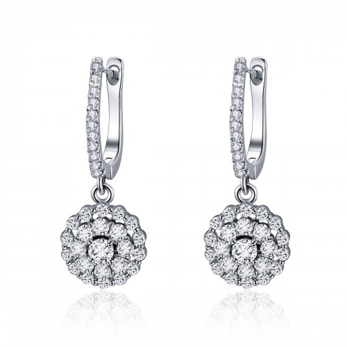 Pendientes de aro estilo Pandora con flor de luz - SCE517