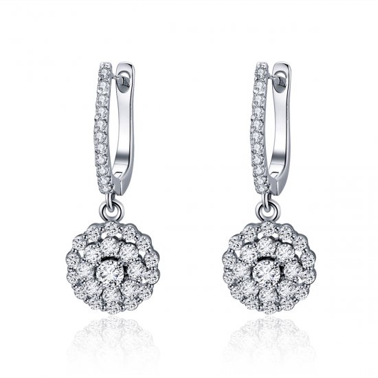 Pendientes de aro estilo Pandora con flor de luz - SCE517 - Haga click en la imagen para cerrar
