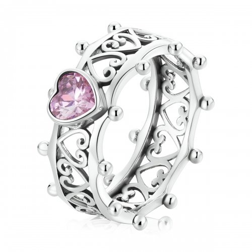 Anillo de estilo Pandora con corazón brillante - SCR788