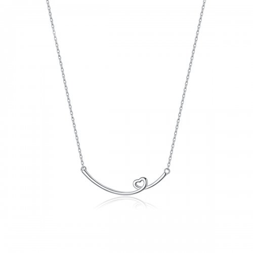 Collar estilo Pandora plateado con colgante de sonrisa feliz - SCN381