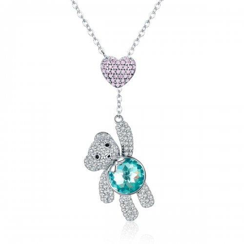 Collar de oso lindo de plata estilo Pandora - SCN271