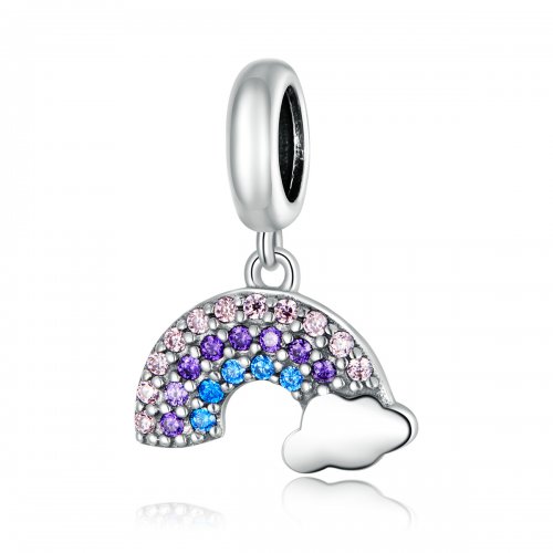 Estilo Pandora Plata Colorido Arcoíris Colgante - SCC1625