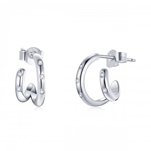 Aretes de Estilo Pandora de Doble Círculo - BSE494