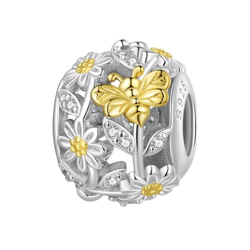 Encanto estilo Pandora de margarita y abeja - BSC818