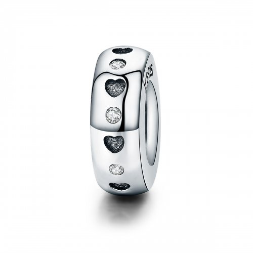 Charm de separador de puntos y corazones de la suerte en estilo Pandora de plata - SCC593