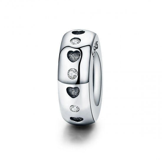 Charm de separador de puntos y corazones de la suerte en estilo Pandora de plata - SCC593 - Haga click en la imagen para cerrar