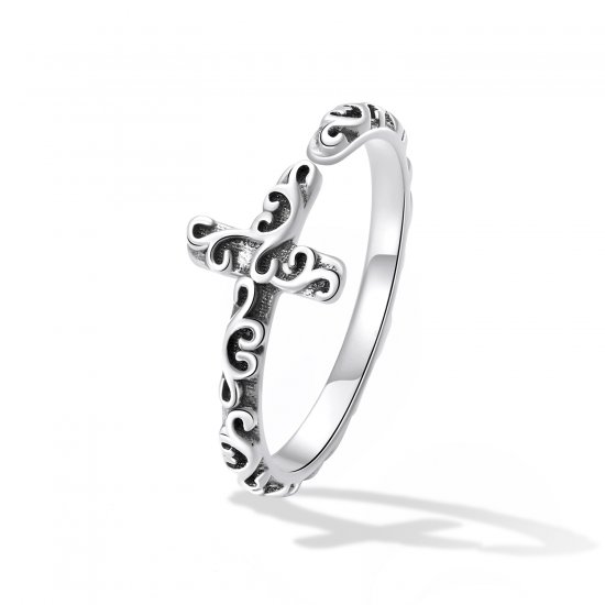 Anillo abierto de estilo Pandora con cruz vintage - VSR162 - Haga click en la imagen para cerrar