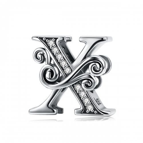 Pandora Estilo Encanto de Letra X con Flores Pavé Brillantes - BSC030-X
