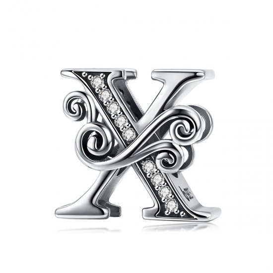 Pandora Estilo Encanto de Letra X con Flores Pavé Brillantes - BSC030-X - Haga click en la imagen para cerrar