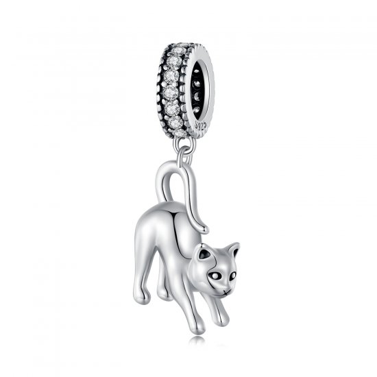 Pendiente de Gato con Estilo Pandora - SCC2595 - Haga click en la imagen para cerrar