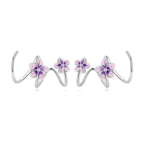 Pendientes de botón estilo Pandora con flores - SCE1462