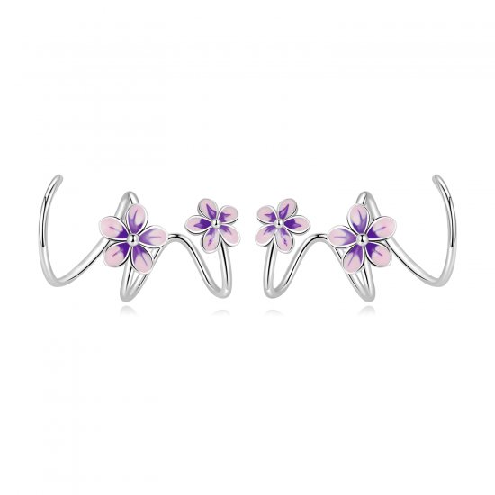 Pendientes de botón estilo Pandora con flores - SCE1462 - Haga click en la imagen para cerrar