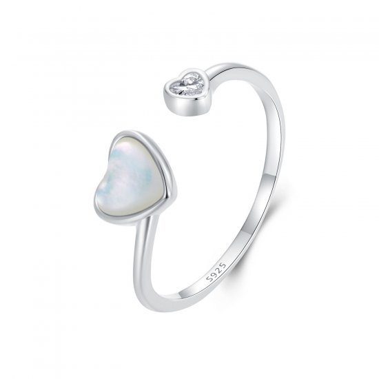 Anillo abierto de concha blanca con forma de corazón que late al estilo PANDORA - BSR520-E - Haga click en la imagen para cerrar