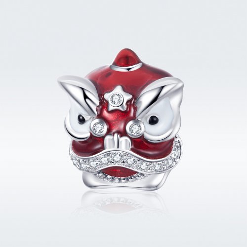 Charm de Baile del León de Plata Estilo Pandora - BSC086