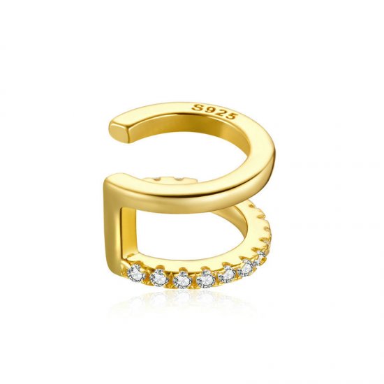 Estilo Pandora 18ct Chapado en Oro Pendiente de Clip Simple - SCE994-B - Haga click en la imagen para cerrar