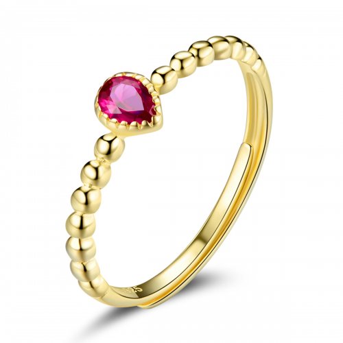 Anillo estilo Pandora en forma de gota de agua rosa - SCR745