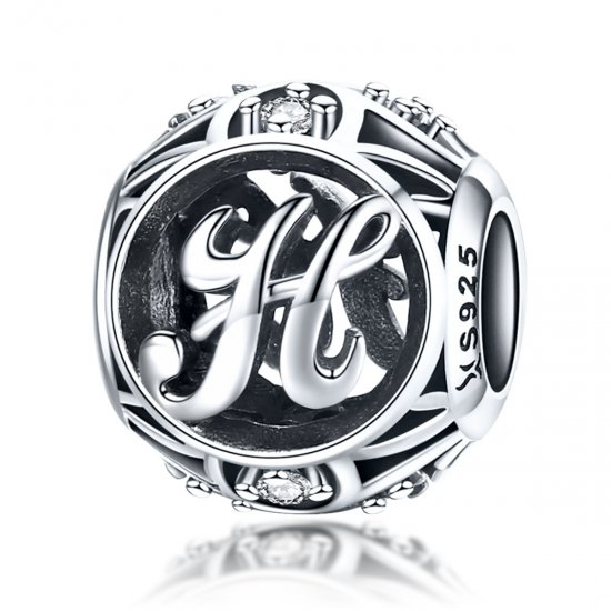 Pulsera de estilo Pandora con colgante de letra H - SCC738-H - Haga click en la imagen para cerrar