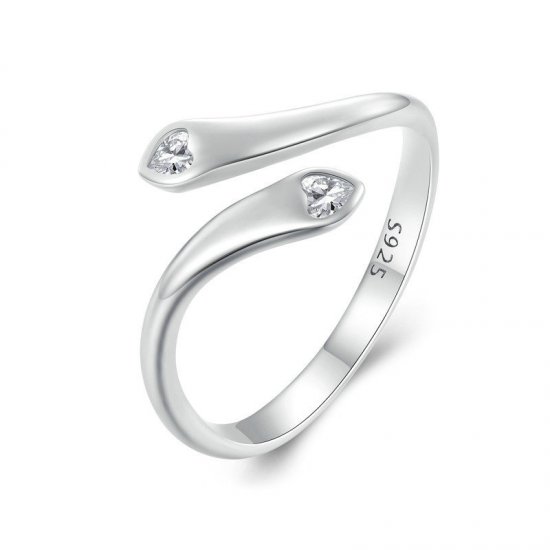 Anillo abierto de doble corazón estilo Pandora - SCR946-E - Haga click en la imagen para cerrar