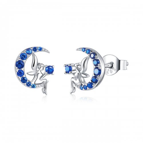 Pendientes de botón estilo Pandora con diseño de elfo de la luna - BSE376