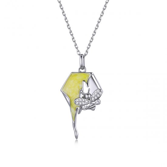 Collar brillante estilo Pandora con diseño de colmena - BSN213 - Haga click en la imagen para cerrar