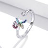 Anillo abierto Pandora Style con letra K en colores vibrantes - SCR723-K