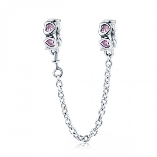 Cadena de seguridad con corazón fragante de plata al estilo Pandora - SCC562