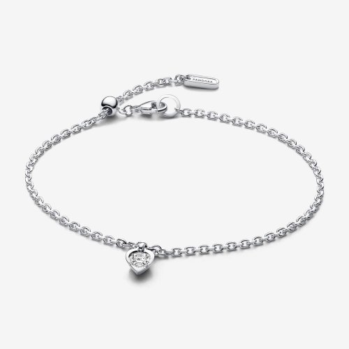 Pulsera Pandora Talisman con cadena en forma de corazón y diamantes cultivados en laboratorio, plata de ley de 0,25 quilates - 593094C01