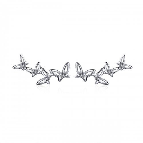 Estos aretes elegantes de estilo Pandora con diseño de mariposa danzante - BSE056