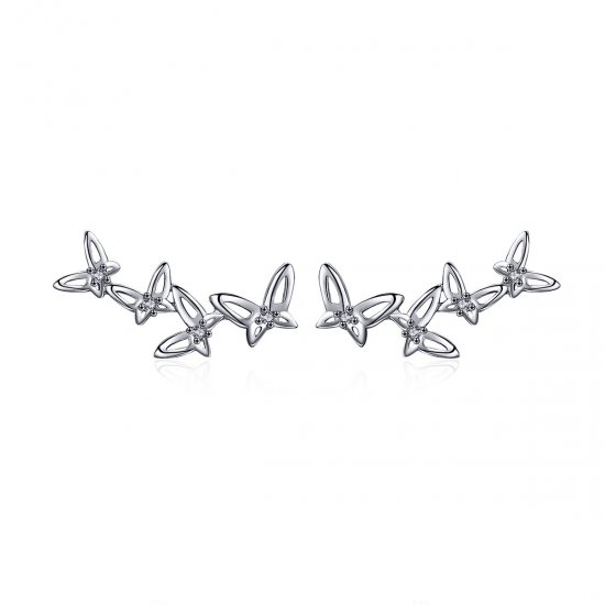 Estos aretes elegantes de estilo Pandora con diseño de mariposa danzante - BSE056 - Haga click en la imagen para cerrar